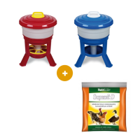 Sada pro chov slepic -  sifon. napáječka a krmítko